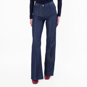 Ferragamo Front Pleated Flared Trousers, Brand Size 38 ( US Size 4 )
