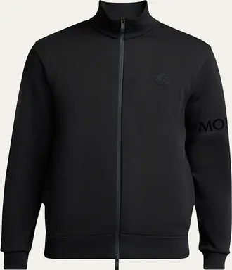 Moncler Mens Sleeve-Logo Fleece Full-Zip Jacket