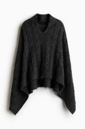 H&M Cape aus Mohairmix mit Zopfmuster - Grau
