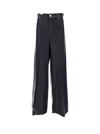 Max Mara Dark Blue Relaxed Flat Front Pants