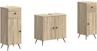 vidaXL Juego De Gabinete De Ba&ntilde;o De 2 Piezas Breda Roble Sonoma Vidaxl