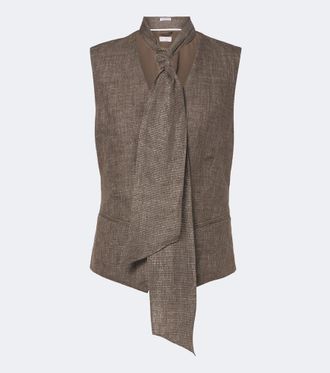 Brunello Cucinelli Scarf-detail linen vest