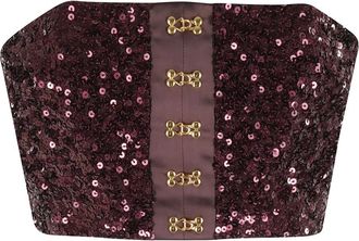 Elisabetta Franchi Top corto con paillettes - Rosso