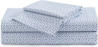 Petite Plume Ditsy Waltz 250 Thread Count Cotton Sheet Set in White at Nordstrom, Size Queen