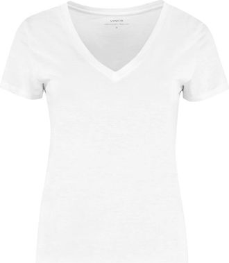 Vince V-hals Katoenen T-shirt - Dames - T-shirts - Wit - L - Katoen - Tops