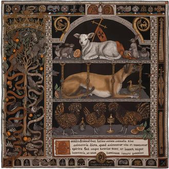 Sabina Savage Faithful Lamb Slate Fog printed scarf - women - Silk - One Size - Black