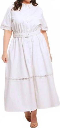 Flying Tomato Stacie Belted Midi Dress - Curve In White