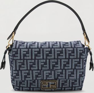 Fendi Borsa Mamma Baguette Fendi in denim di cotone con monogram FF jacquard
