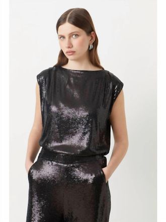 Suncoo Louise Sequin Top In Black