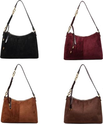 Generic Cymwer Women Faux Suede Shoulder Crossbody Bag Tote Handbag for Travel Work (Black)