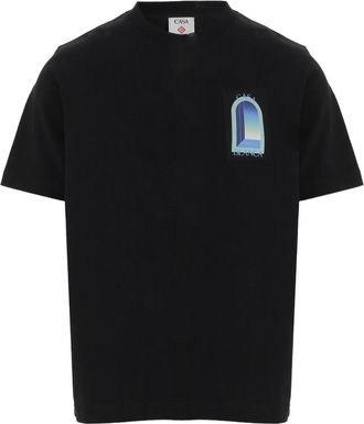 Casablanca Black Logo Print Cotton T-Shirt