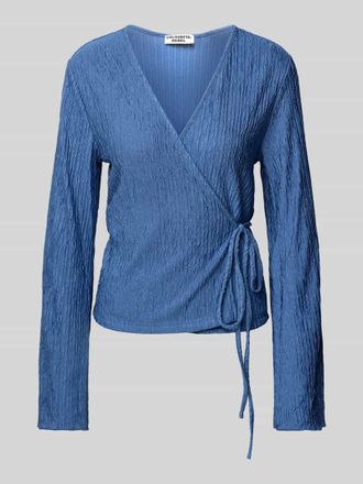 Colourful rebel Regular Fit Wickelbluse mit V-Ausschnitt Modell Winona in Rauchblau, Gr&ouml;&szlig;e M
