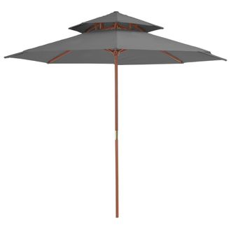 vidaXL Vidaxl - Sombrilla De Dos Niveles Con Palo De Madera Antracita 270 Cm