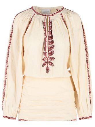 Isabel Marant Kurzes Kleid Ludy von Isabel Marant Etoile aus beiger und roter Baumwolle