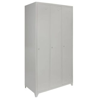 MonsterShop Metal Storage Lockers - Three Doors, Grey