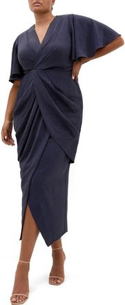 City Chic Braelynn High-Low Maxi Dress in Navy at Nordstrom, Size 22W