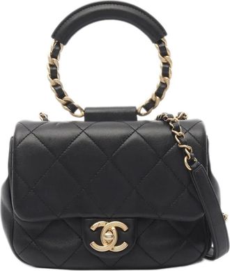 Chanel Borsa a tracolla In The Loop Flap mini in pelle di agnello trapuntata 2019 - Nero