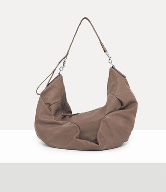 Vivienne Westwood Agnes Large Shoulder Bag Supple Leather Grey