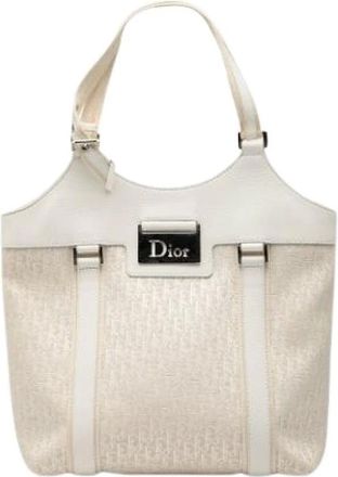Dior Pre-owned Shoulder Bags, female, White, Size: ONE SIZE Pre-owned Canvas Shoulder Bag