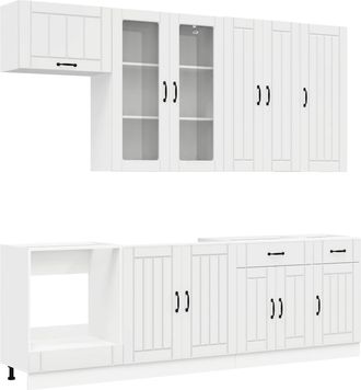 vidaXL Unidad De Cocina Lucca 8 Uds. Blanco Brillante Vidaxl