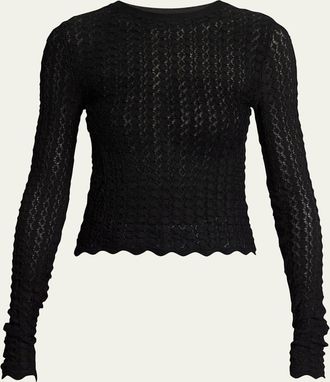 Saint Laurent Diamond Open-Knit Long-Sleeve Top