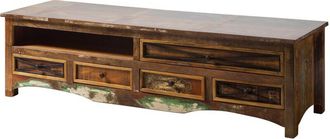 Massivmoebel24 NATURE OF SPIRIT 133 Mobile TV in legno riciclato laccato / multicolore 180x55x50