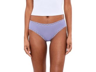 Natori Bliss Girl Brief 3-Pack Womens Underwear Violet Tulip/Light Mocha/Blue Mist : M (Womens 10-12), Cotton/Lace/Lycra