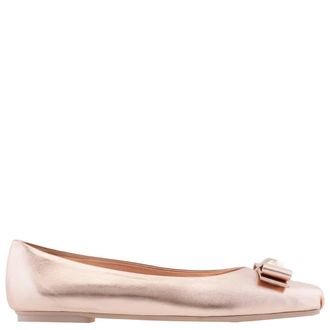 Ferragamo Ferragamo Ladies Metallic Leather Vara Bowl Ballet Flats