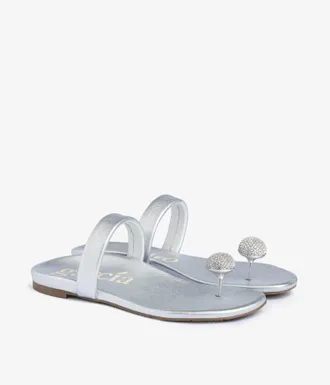 Pedro Garcia Crystal flat sandal in black leather | Bria | centenary