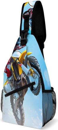 Generic Motorsport Motorcycle Mens Crossbody Chest Sling Bag for Travel Hiking Lightweight Shoulder Bags with Small Side