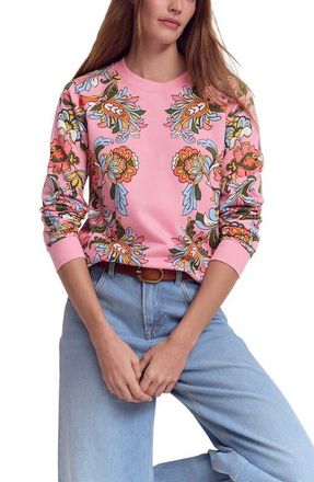 Boden Rosa Print Cotton Sweatshirt in Multi, Botanical Flourish at Nordstrom, Size X-Large