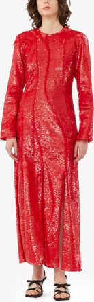 Ganni Red Sequins Maxi Dress - Size 34