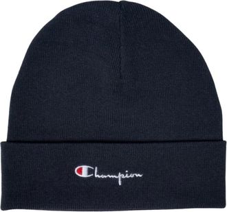 Champion Blauwe Script Logo Beanie - Dames - Hoeden - Blauw - ONE Size - Polyester - Accessoires