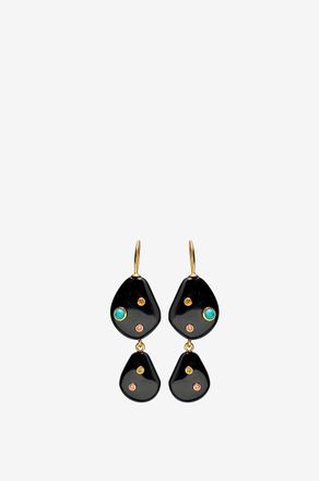 Lizzie Fortunato Ohrh&auml;nger aus schwarzem Achat Stacked Stone