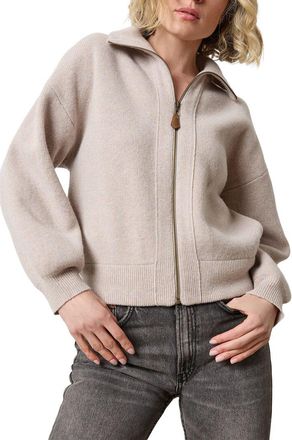 Lilla P Zip Front Wool Polo Cardigan