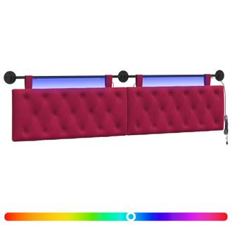 vidaXL Cabecero Colgante Con Luz Led Rojo Vino Terciopelo Vidaxl