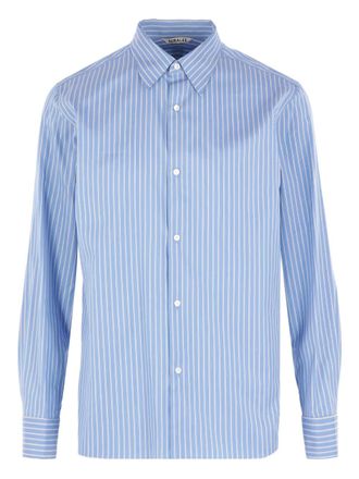 Auralee striped shirt - men - Cotton/Silk - 4 - Blue