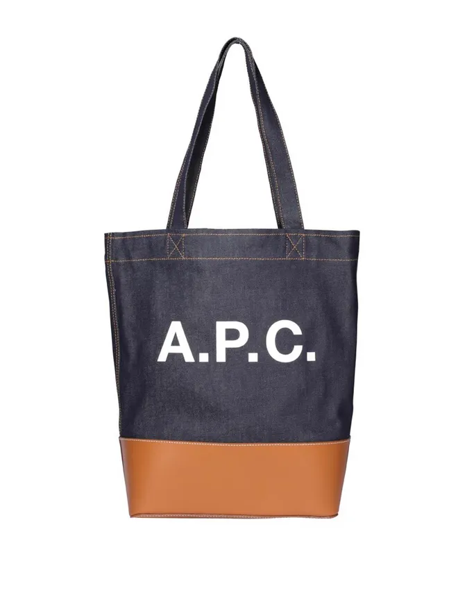 A. P.C. Axel denim and leather shopping bag