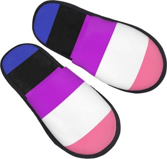 Generic Warm Slipper Genderfluid Pride Flag Home Slipper Comfortable Fluffy Slippers Classic Scuff Slippers For Hotel Party Bedroom M