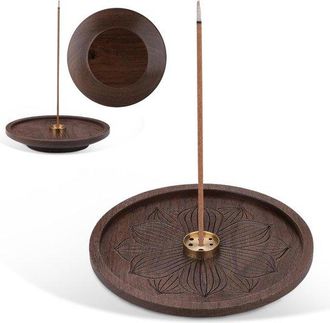 No Brand Porta Incienso De Loto De Madera - 9 Agujeros - Decoraci&oacute;n Para Meditaci&oacute;n Y Yoga - Para El Hogar Y Salones De T&eacute;