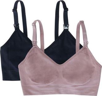 Ingrid & Isabel Set of 2 Nursing/Pumping Bras in Black/mauve at Nordstrom, Size X-Large