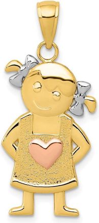 Diamond2Deal 10k Yellow & Rose Gold Rhodium Girl Pendant