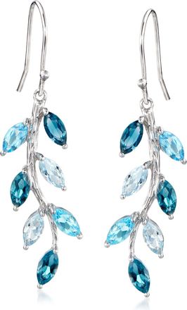 Ross-Simons Tonal Blue Topaz Vine Drop Earrings in Sterling Silver