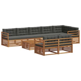 vidaXL Conjunto De Sof&aacute;s De Exterior 9 Pcs Natural Y Antracita Vidaxl