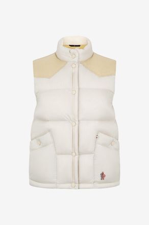 Moncler Ärmellose Materialmix-Daunenjacke Sorapis
