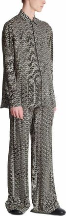 Balmain Monogrammed Flowing Shirt in Black at Nordstrom, Size 46 It