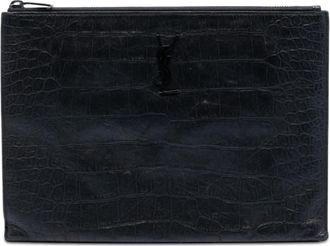 Saint Laurent Pre-owned Saint Laurent Croc Embossed Leather Monogram Document Holder Ladies KZYDN1L985OAXGJ1