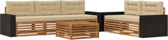 vidaXL Conjunto De Sof&aacute;s De Exterior 6 Uds. Natural Y Beige Vidaxl