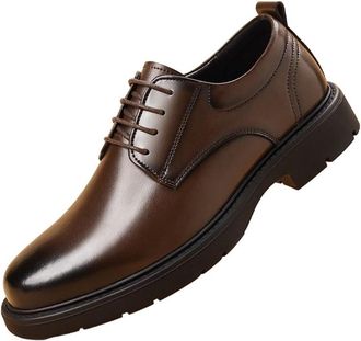 Generic Mens Oxford Dress Shoes Business Casual Leather Shoes British Style Wedding Groom Shoes Comfortable Formal Shoes for Men(Brown,8.5)