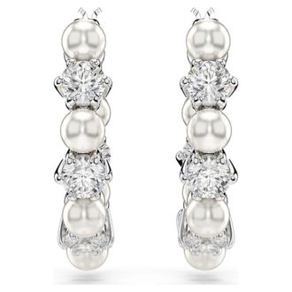 Swarovski Matrix Crystal-Pearl Hoop Earrings